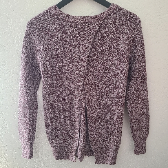 Retrod Backless SMALL maroon white knit sweater with asymmetric open back EUC - Picture 14 of 16